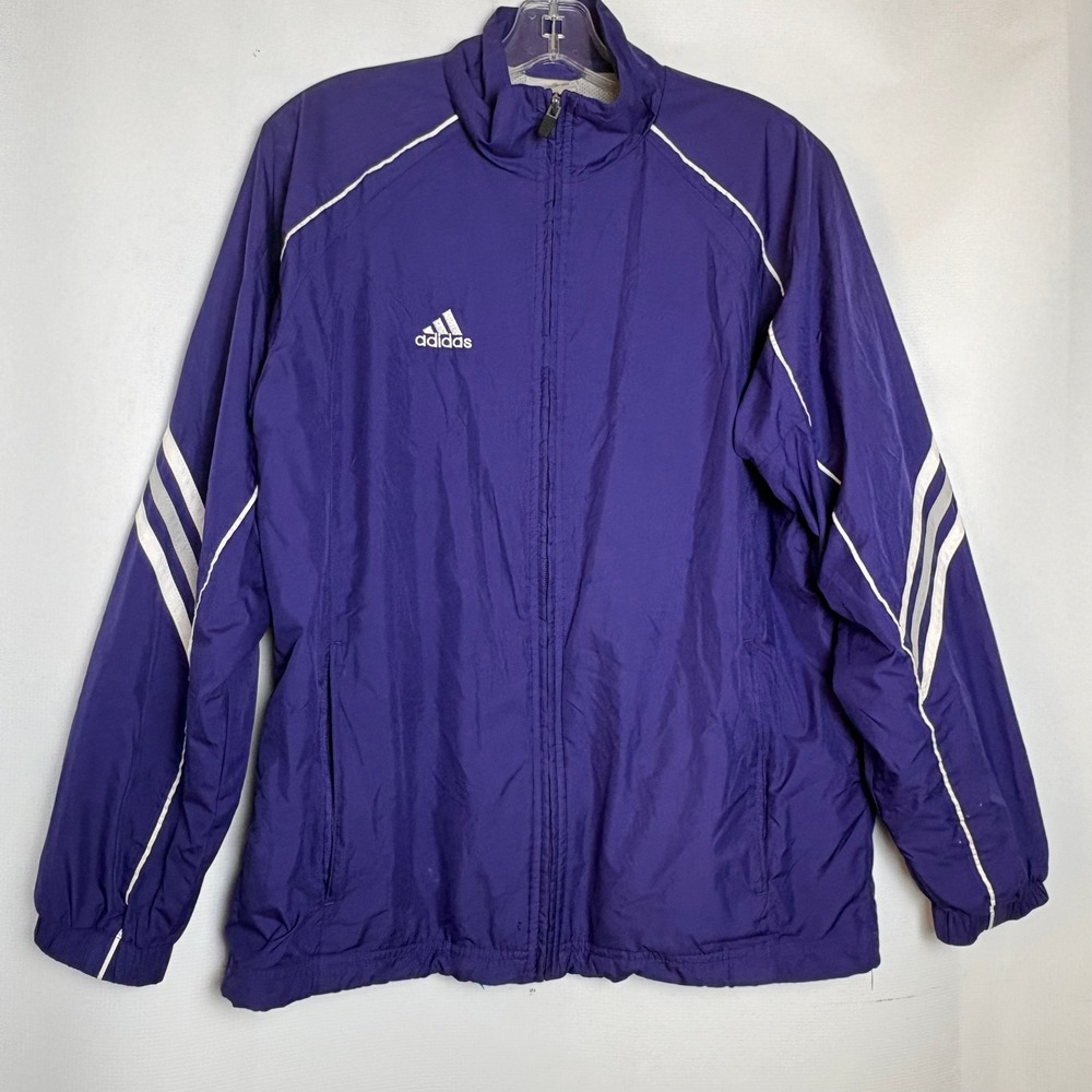 Y2K Adidas‎ Mens Climalite Windbreaker Track Jacket Purple Full Zip XS Athletic